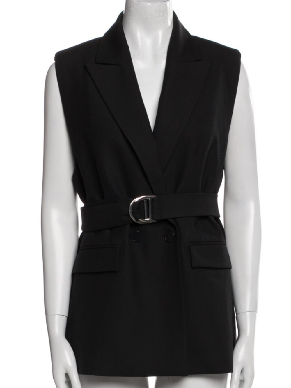 Sleeveless Black Belted Vest